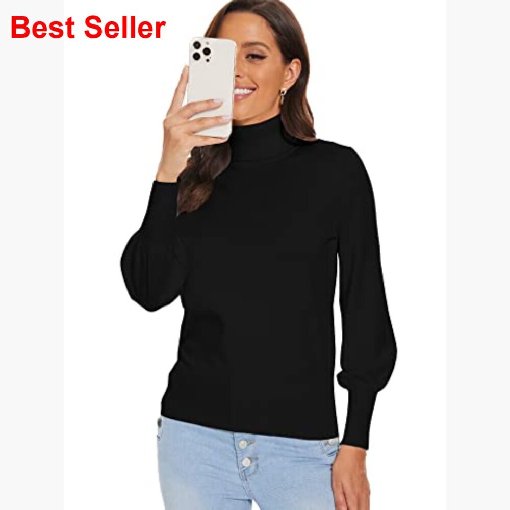 Rayon Polyester Knit Turtleneck Pullover Sweater … - image 5